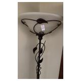 Metal floral vine design torchiere floor lamp