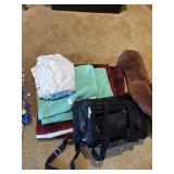 Lot of Throw Blankets and Duffel Bag
