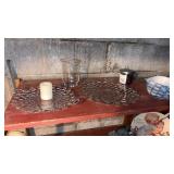 Glass serving plates/bowls and ceramic figurines