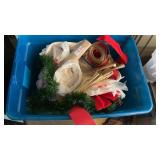 Tote of Christmas Decor and Ribbons