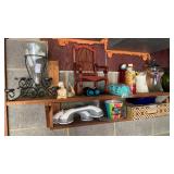 Shelf of Glass Vases and decor