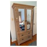 Wooden Armoire w/ Mirrored Doors