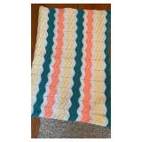 Handmade crochet baby blankets Teal/orange/