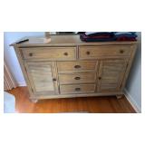 Rustic wooden three-drawer nightstand & wood