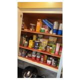 Cabinet lot of spices, tea, and more