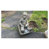 Boy and Dog garden statue