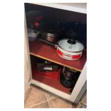 Lot of pots/pans, recipes, and Mr. cafe coffee