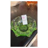 Hazel Atlas Diamond arches green depression glass