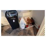 Lot of Garbage cans, tin trays, and other items