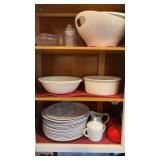Cabinet lot of ceramic plates, bowls, and more