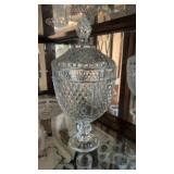Diamond Pattern Pedestal Candy Dish & Crystal
