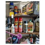 3 shelves of misc and work light