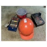 Miscellaneous lot of scrabble game, hard hat,
