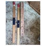 Wooden skis and miscellaneous
