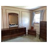 MCM 3 piece bedroom set- mirrored dresser- 72