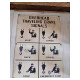 Vintage metal industrial crane signal sign
