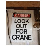 Vintage metal industrial crane sign 10"x14"