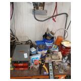 Lot of misc tools and hardware, vintage lantern,