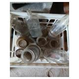 Crate of misc old bottles