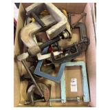 Miscellaneous box of C clamps and U clamps