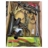 Miscellaneous box of tools with snap ring pliers,