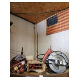 Corner shelf lot Skil 7-1/4 circular saw, flares