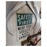 Vintage metal safety first sign 7"x10"