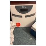 WW Scale & Coleman Cooler, Brocade Chair
