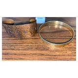 Marked copper cuff bracelet and unmarked bangle
