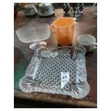 Vintage lot of glass, Fire-King creamer etc.