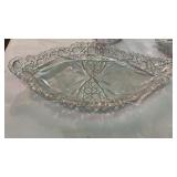 Antique cut glass relish or celery dish intricate