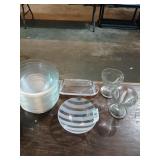 Misc glass, Nuutajarvi striped bowl, 11 clear