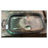 Silverplate Inscribed Tray & spoons