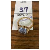 Unmarked blue stone ring. Size 5?