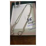 CZ pierced earrings and necklace set
