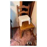 Wooden Chair and Step Stool