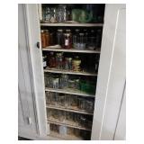 Contents of cabinet only, food, canning jars,