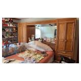 Wooden Headboard and Bed Set