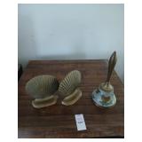 Brass book ends and bell