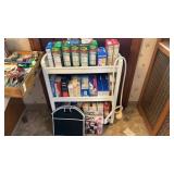 3-Tier Small Plastic Shelf with Boxed Food Items,