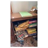 Small wooden cabinet with printer paper