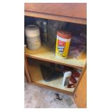 Two cabinet lots miscellaneous items