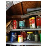 2 shelf lots of hardware, cans of drywall and