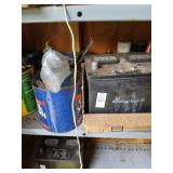 Shelf lot of hardware, battery etc