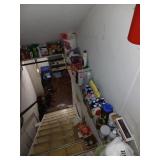 All contents of basement stairway shelves
