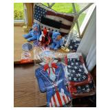 Lot of patriotic items, flags, pilows etc