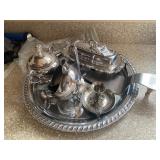 Silver plated, sugar, creamer, metal serving