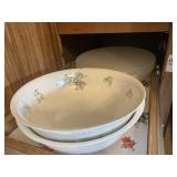 Two Pfaltzgraff serving bowls, plastic lidded
