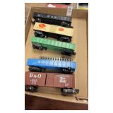 Vintage Lionel flyer model train cars, some