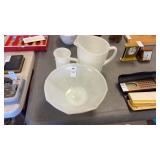 Lot of Milk Glass Bowls and Pitchers